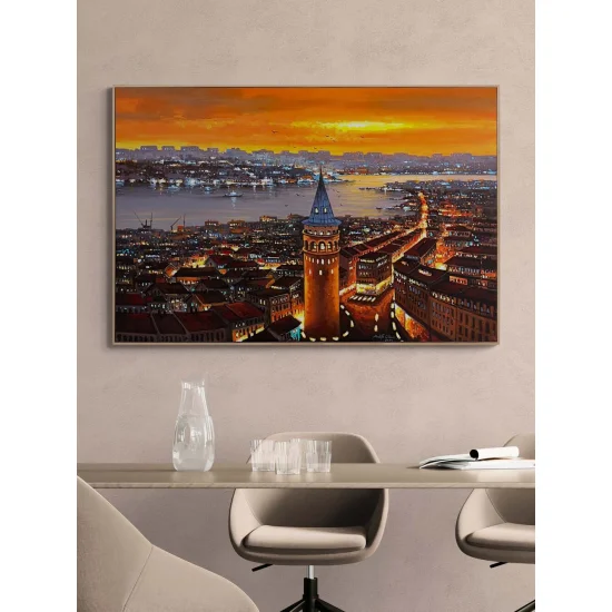 Galata’da Akşam Saatleri Yağlı Boya Tablosu