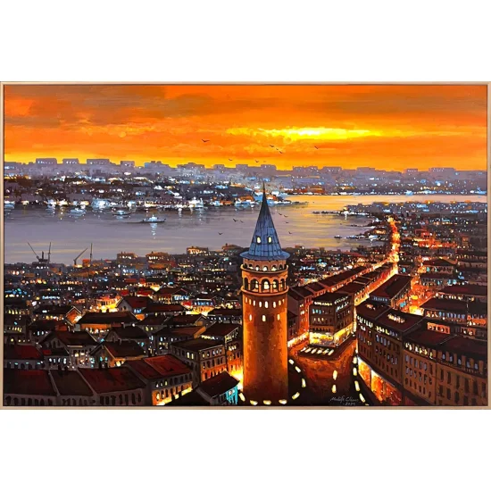 Galata’da Akşam Saatleri Yağlı Boya Tablosu