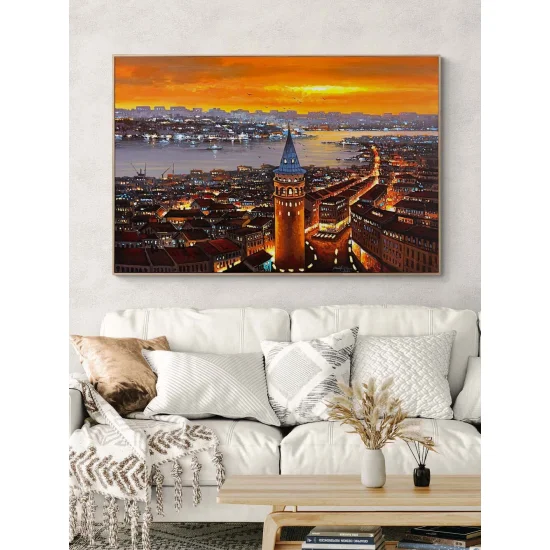 Galata’da Akşam Saatleri Yağlı Boya Tablosu