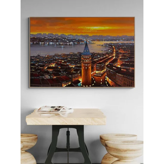 Galata’da Akşam Saatleri Yağlı Boya Tablosu