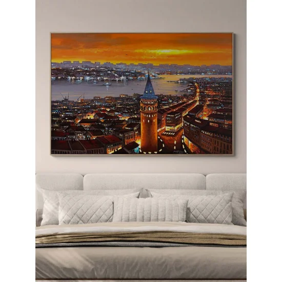 Galata’da Akşam Saatleri Yağlı Boya Tablosu