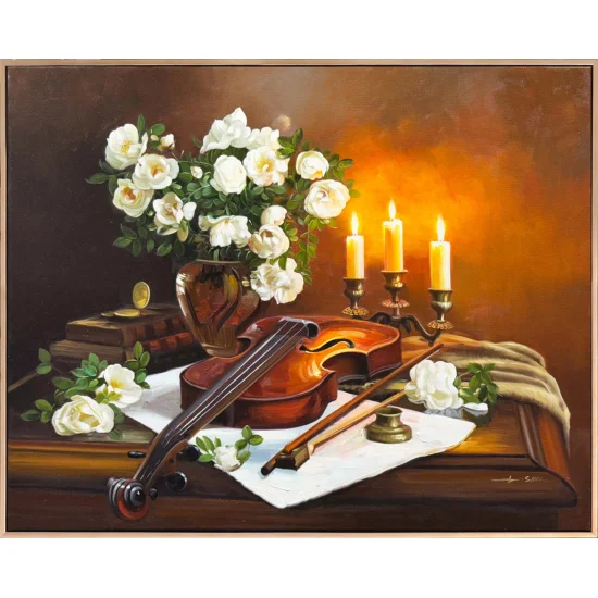 Roses by Candlelight Oil Painting