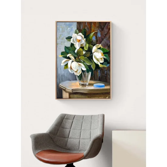 Calm Magnolias in a Vase Oil Painting