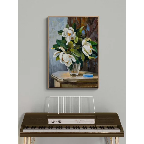 Calm Magnolias in a Vase Oil Painting
