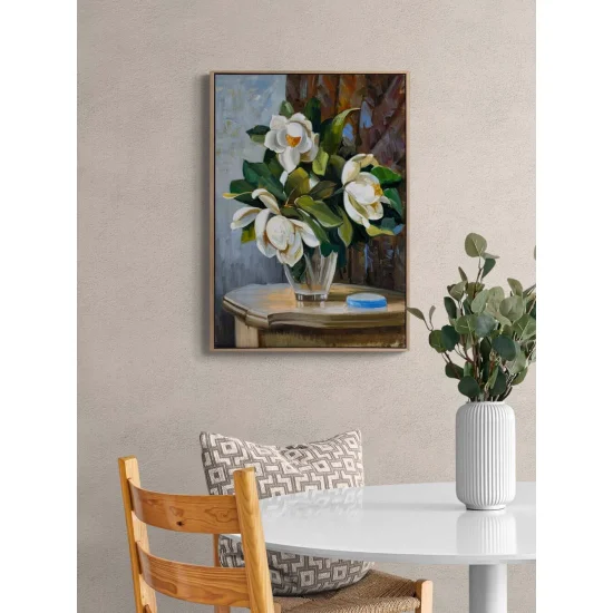Calm Magnolias in a Vase Oil Painting