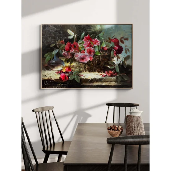 A Basket of Roses Oil Painting