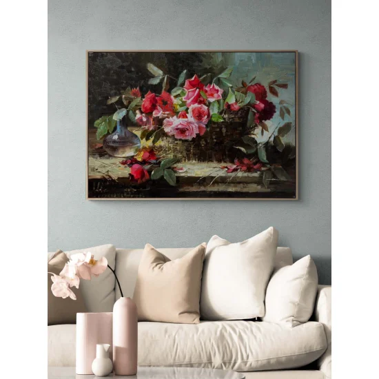 A Basket of Roses Oil Painting