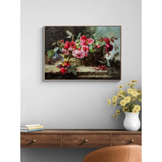 A Basket of Roses Oil Painting