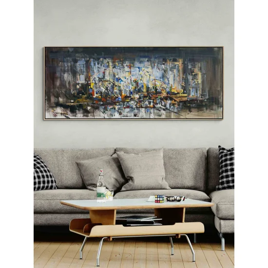 Şehrin Kırık Yansımaları Yağlı Boya Tablosu