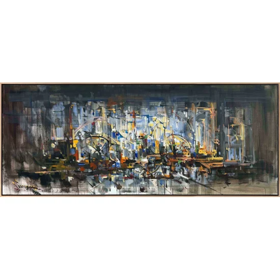Şehrin Kırık Yansımaları Yağlı Boya Tablosu