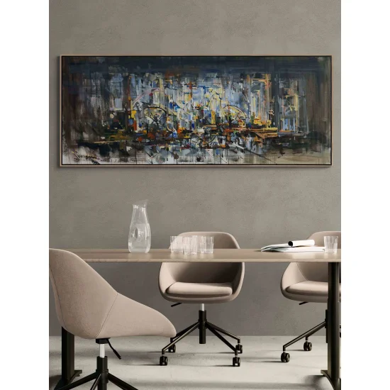 Şehrin Kırık Yansımaları Yağlı Boya Tablosu