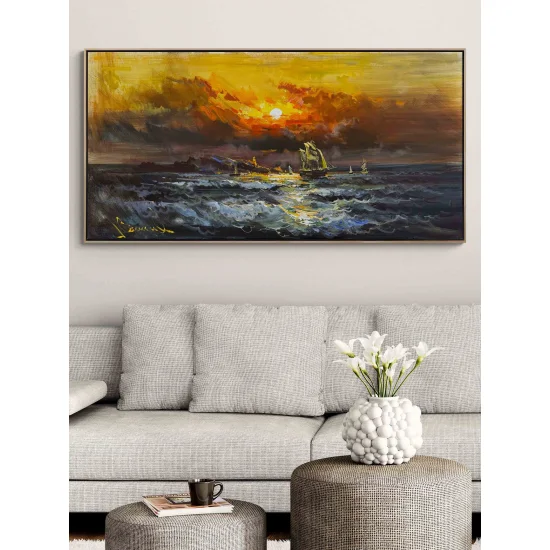 Kızıl Gökyüzünde Yolculuk Yağlı Boya Tablosu