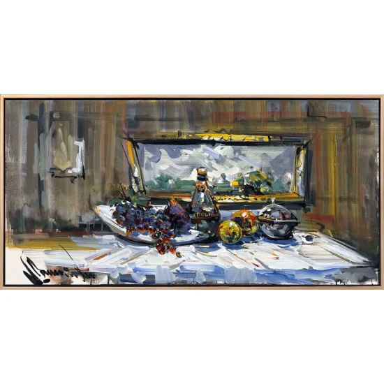 Pencere Önünde Natürmort Yağlı Boya Tablosu