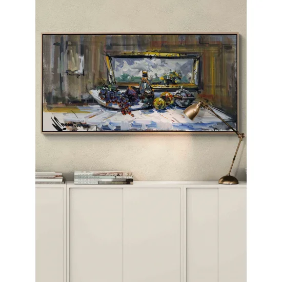 Pencere Önünde Natürmort Yağlı Boya Tablosu