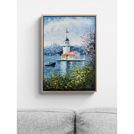 Kız Kulesinde Bir Gün Yağlı Boya Tablosu