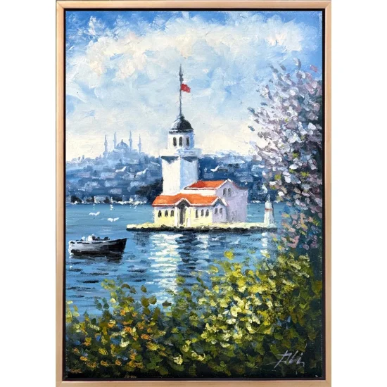 Kız Kulesinde Bir Gün Yağlı Boya Tablosu