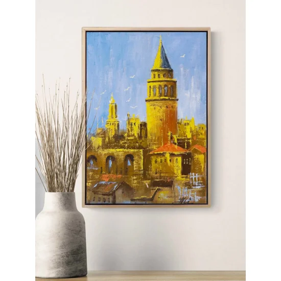 Galata Kulesi İzinde Yağlı Boya Tablosu