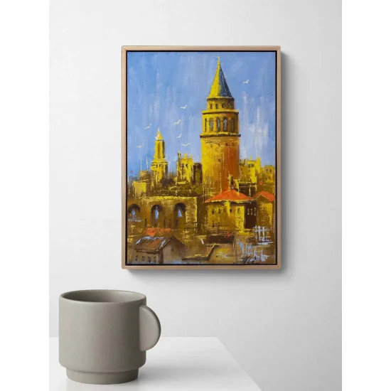 Galata Kulesi İzinde Yağlı Boya Tablosu