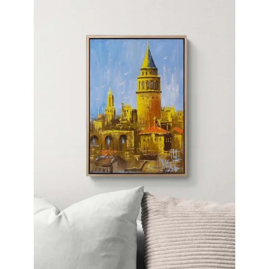 Galata Kulesi İzinde Yağlı Boya Tablosu