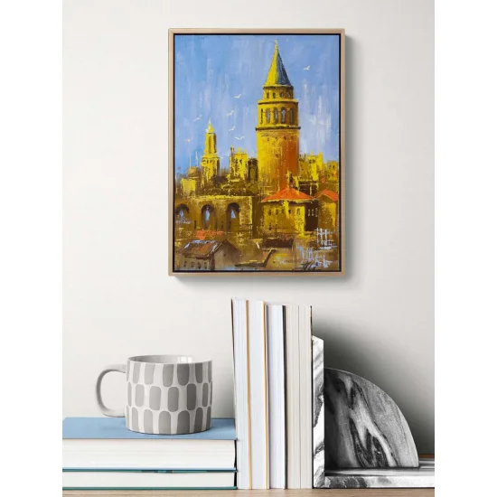 Galata Kulesi İzinde Yağlı Boya Tablosu