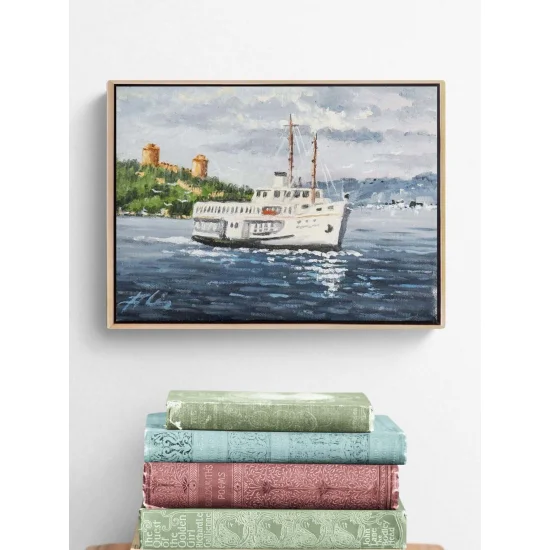 Eski İstanbul Vapurunda Yağlı Boya Tablosu