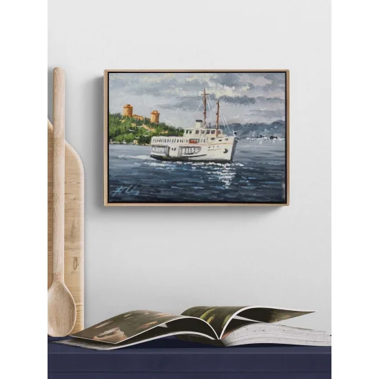 Eski İstanbul Vapurunda Yağlı Boya Tablosu