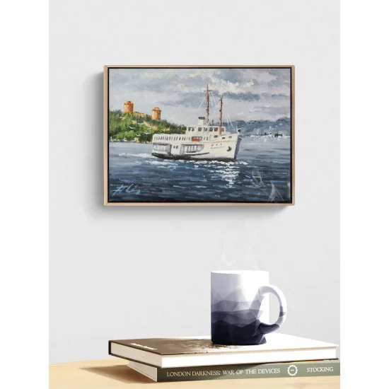 Eski İstanbul Vapurunda Yağlı Boya Tablosu