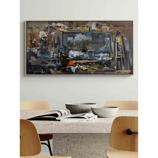 Dalgalar Arasında Fırça İzleri Yağlı Boya Tablosu