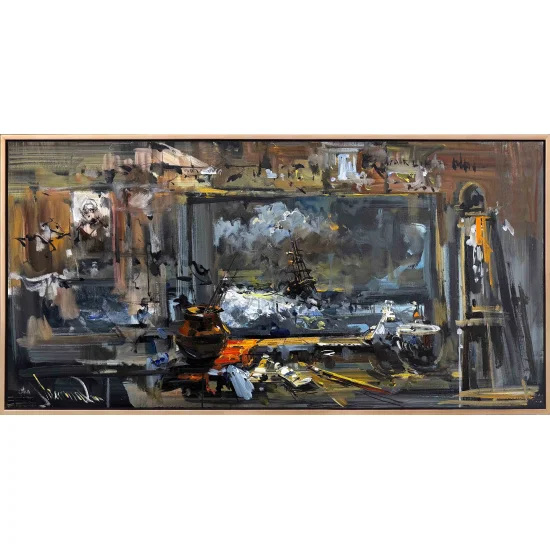 Dalgalar Arasında Fırça İzleri Yağlı Boya Tablosu