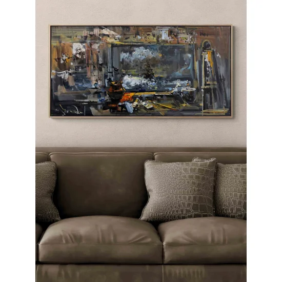 Dalgalar Arasında Fırça İzleri Yağlı Boya Tablosu