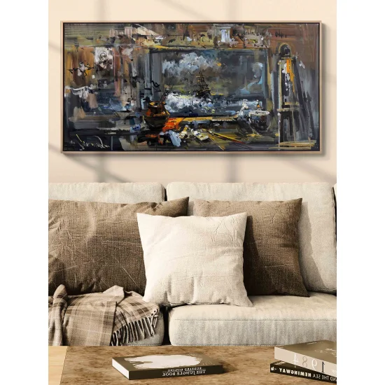 Dalgalar Arasında Fırça İzleri Yağlı Boya Tablosu