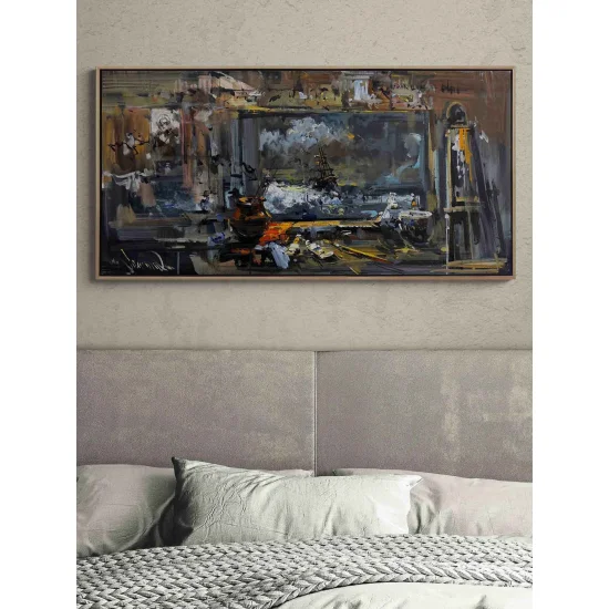 Dalgalar Arasında Fırça İzleri Yağlı Boya Tablosu