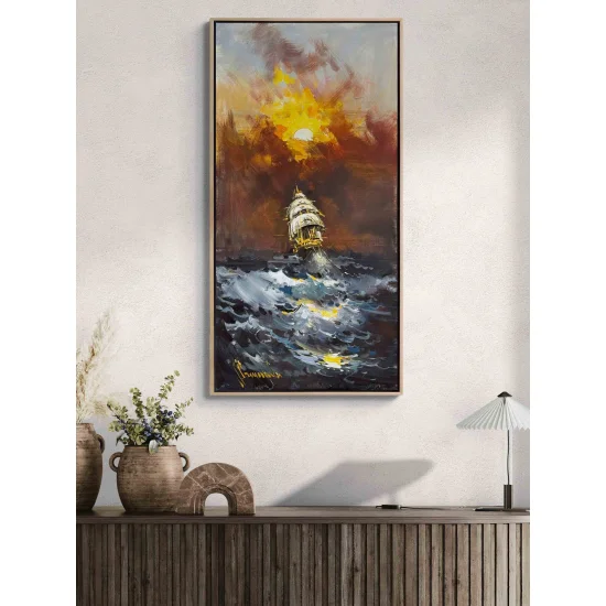 Denizin Parlayan İzleri Yağlı Boya Tablosu