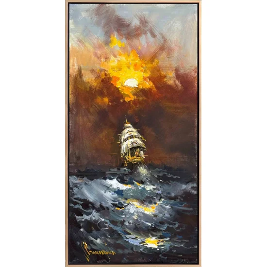 Denizin Parlayan İzleri Yağlı Boya Tablosu