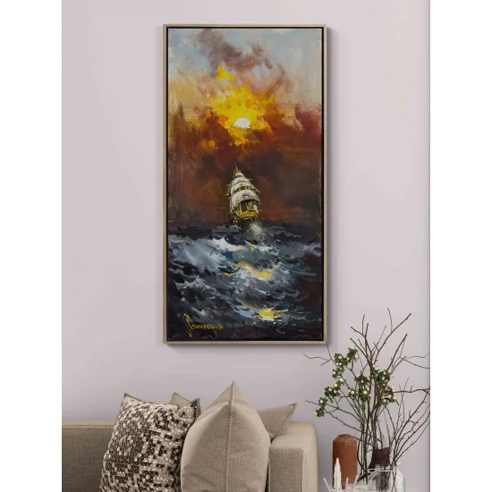 Denizin Parlayan İzleri Yağlı Boya Tablosu