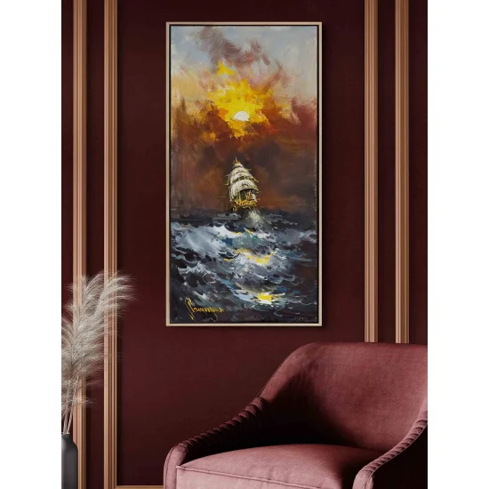 Denizin Parlayan İzleri Yağlı Boya Tablosu