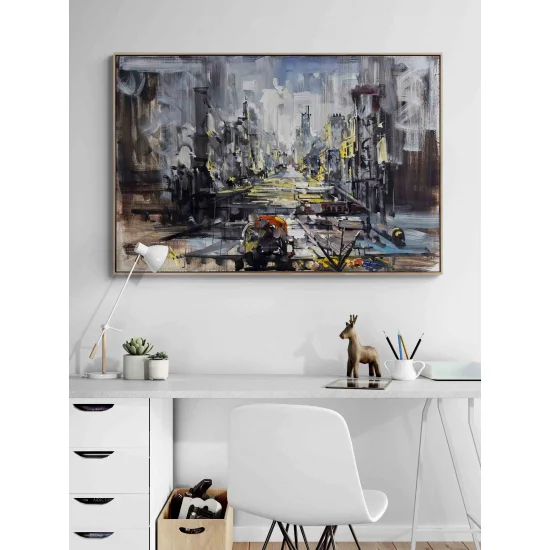 Gri Metropol Yağlı Boya Tablosu