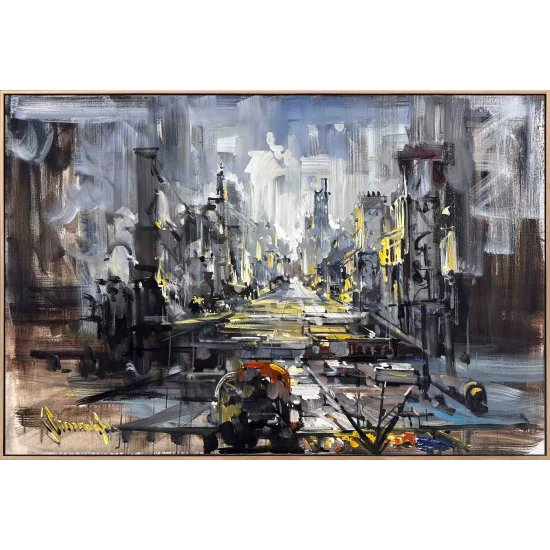 Gri Metropol Yağlı Boya Tablosu