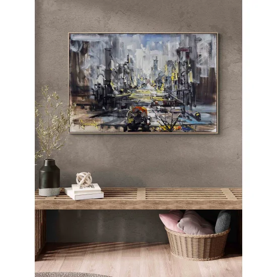 Gri Metropol Yağlı Boya Tablosu