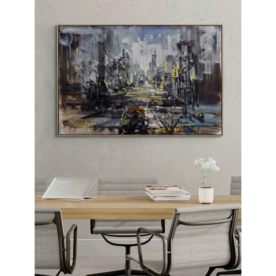 Gri Metropol Yağlı Boya Tablosu