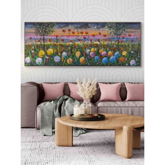 Hydrangeas Dancing with Poppies Oil Painting