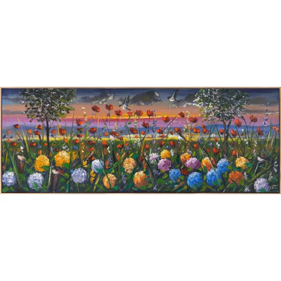 Hydrangeas Dancing with Poppies Oil Painting