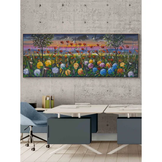 Hydrangeas Dancing with Poppies Oil Painting