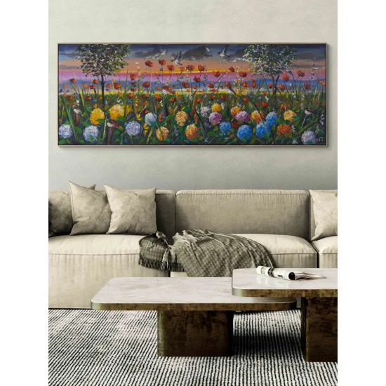 Hydrangeas Dancing with Poppies Oil Painting