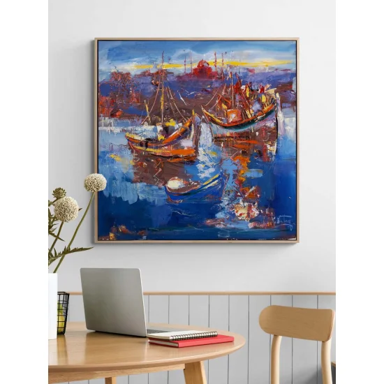 Ufka Doğru Yelkenliler Yağlı Boya Tablosu