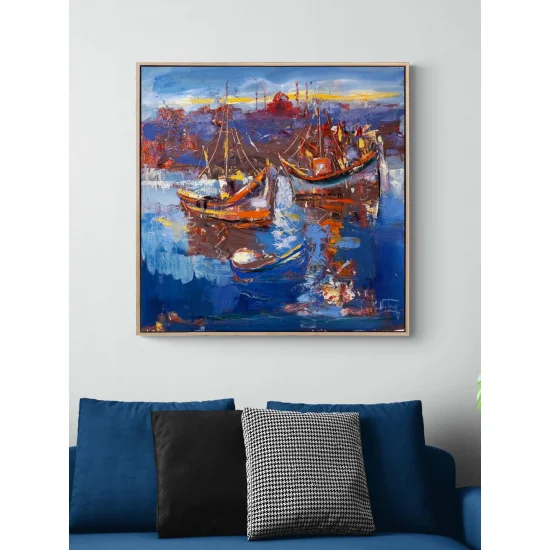 Ufka Doğru Yelkenliler Yağlı Boya Tablosu