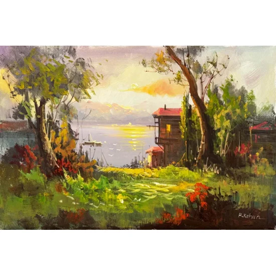 Istanbul’s Green Shores Oil Painting