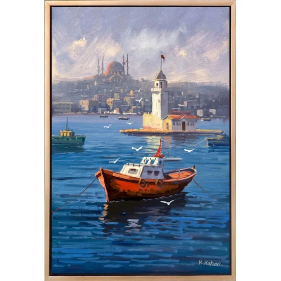 Maiden’s Tower Embraced by Blue Oil Painting