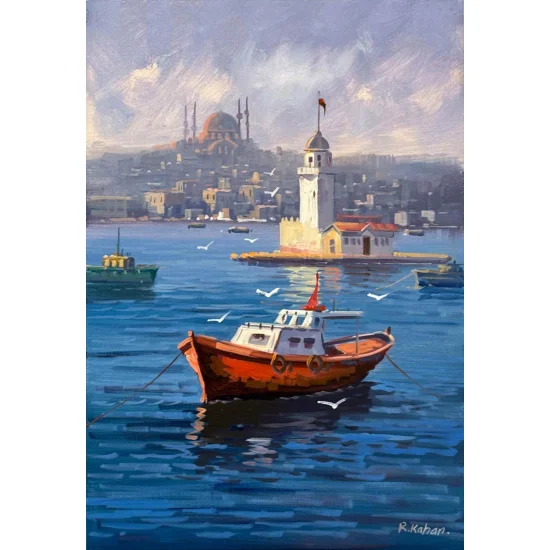 Maiden’s Tower Embraced by Blue Oil Painting