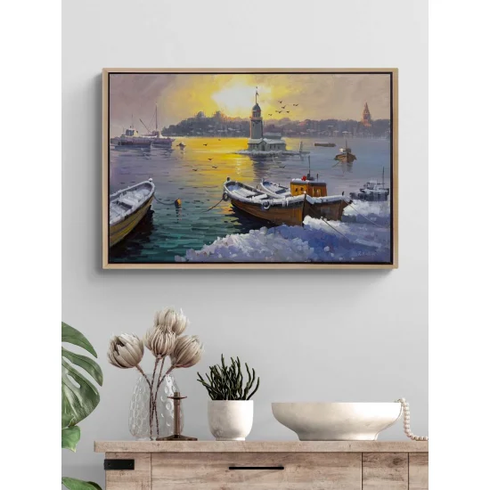 Eski İstanbul’da Kış Yağlı Boya Tablosu